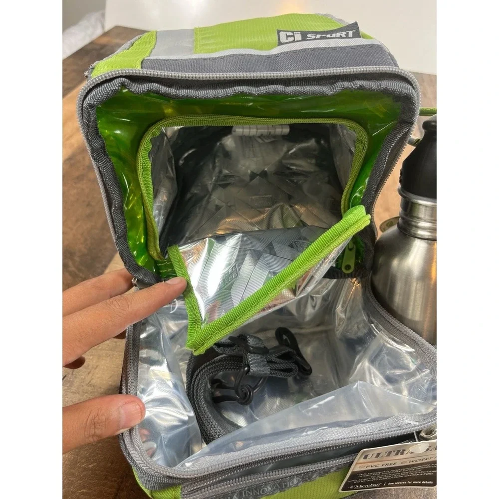 Ci SPORT Dual Compartment Thermal Insulated‎ Lunch Pack, Stainless Steel Bott